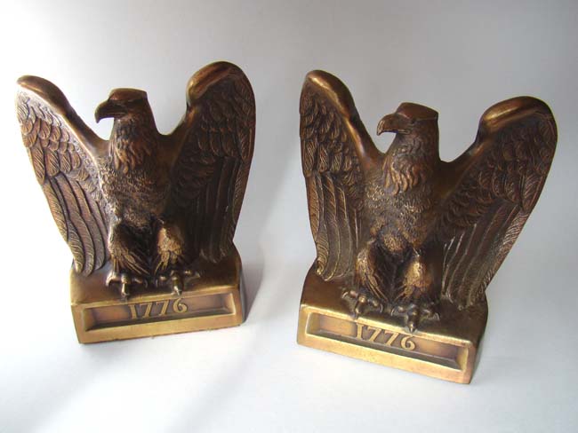 A fine pair of Bicentennial 1775 Eagle bookends by P M Craftsmen of Philadelphia